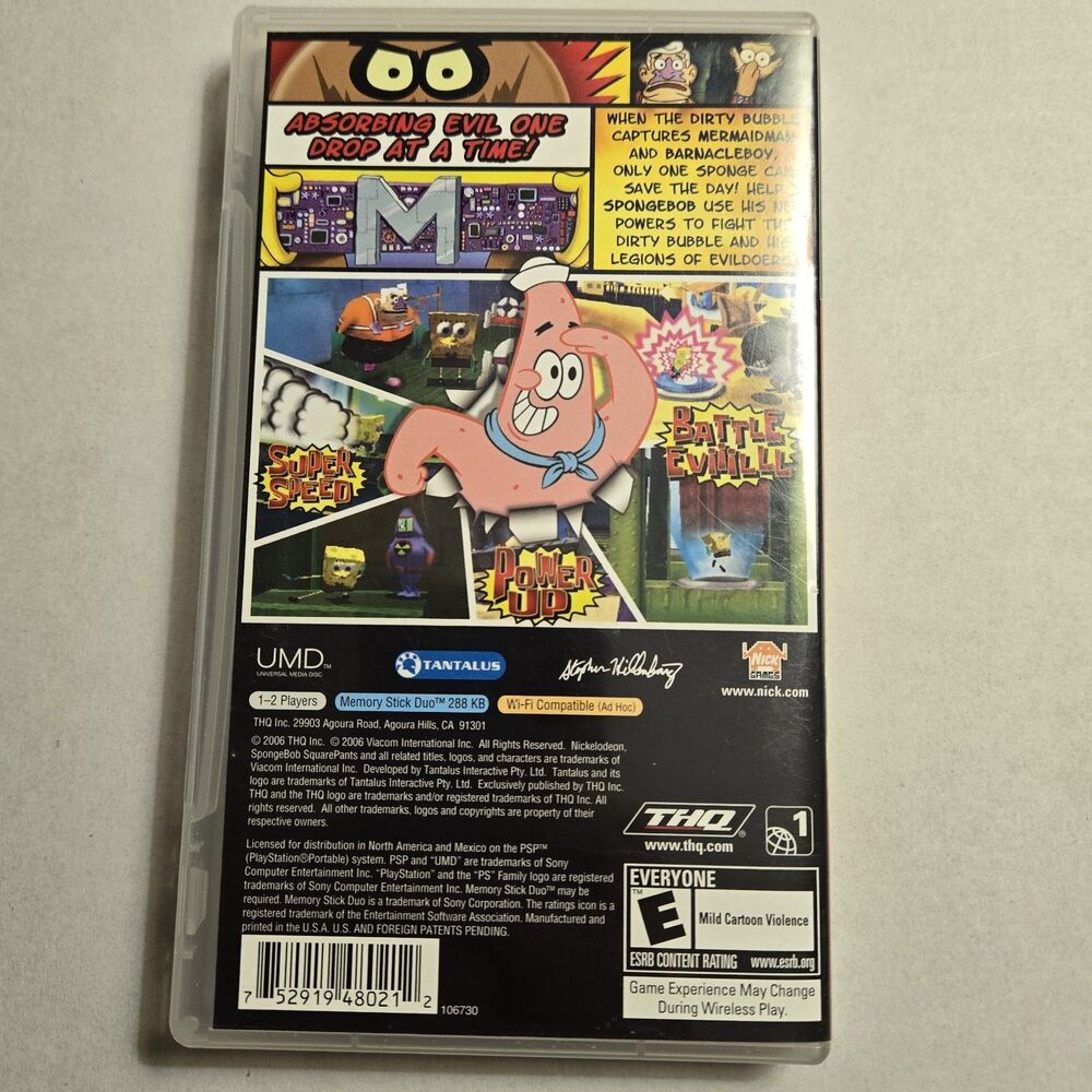 SpongeBob SquarePants The Yellow Avenger Sony PSP Complete in Box - Picture 3 of 8